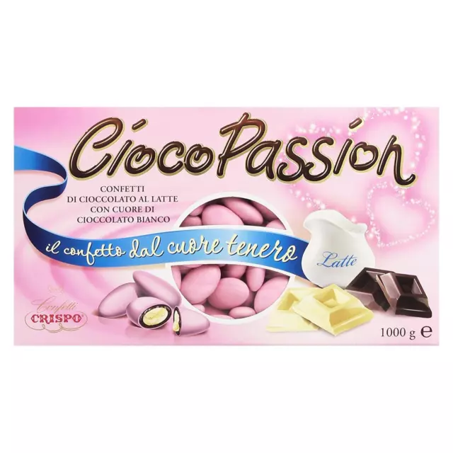 Confetti Crispo Cioco Passion Rosa 1 Kg Nascita Battesimo Cioccolato Bianco