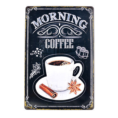 Morning Coffee Vintage Tin Signs Metal Plate Cafe Shop Decor Art Wall Poster