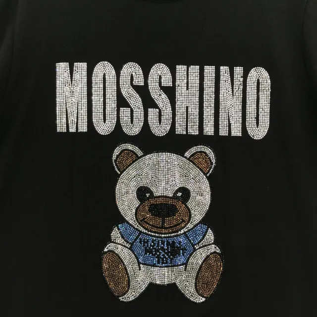 Moschino Shirt Mens 3XL Black Bear Crystal Embellished Short Sleeve Crew T-Shirt 2