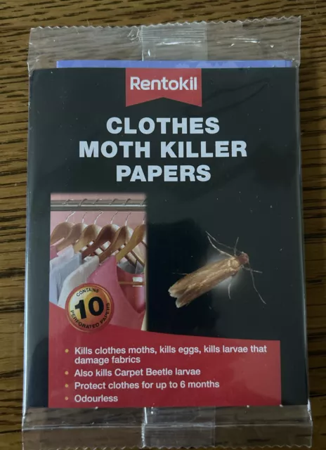 Rentokil Clothes Moth Killer Papers 10 Strips/ Kills adults, Larvae and Eggs