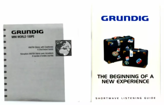 ORIGINAL MANUAL for GRUNDIG MINI WORLD 100PE RADIO + SHORTWAVE LISTENING GUIDE