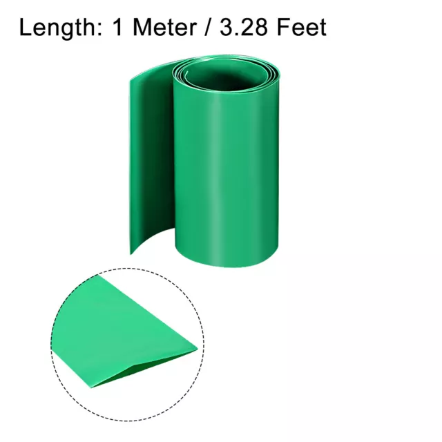 PVC Thermorétractable Tube 75mm Plat Largeur Enveloppe pour Trois 18650 1 M Vert 3