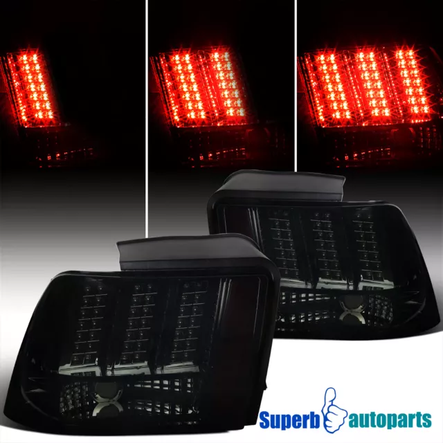 Fits 1999-2004 Ford Mustang LED Sequential Tail Lights Signal Brake Lamps Smoke