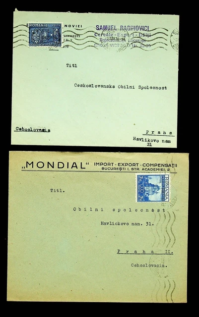 ROMANIA SET OF 2 COVERS W/ 2v FROM BUCURESTI TO PRAHA CZECHOSLOVAKIA
