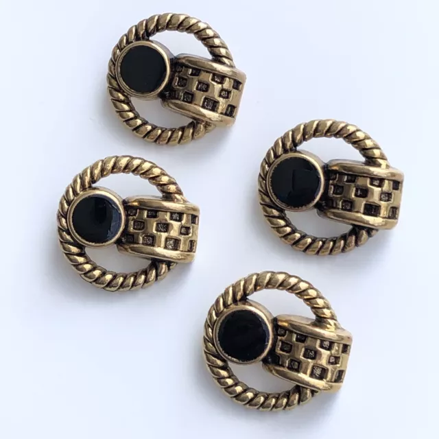 Gold Black Shank Buttons 25mm Round Acrylic Vintage Sewing Coat Jacket Button