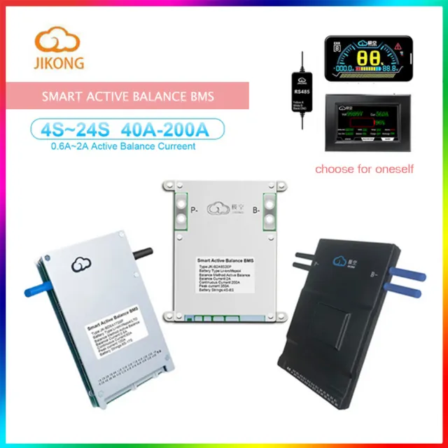 JK Smart BMS 8S-24S 60A-200A LiFePo4 Li-ion 0.6~2A Active With Balance BT Lot