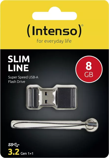 Intenso Slim Line - Flash Drive 8 GB - USB 3.2 Gen 1x1, Black 3