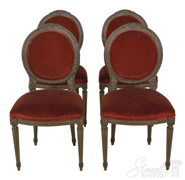 L58057EC: Set of 4 Vintage French Louis XV Style Carved Dining Room Chairs