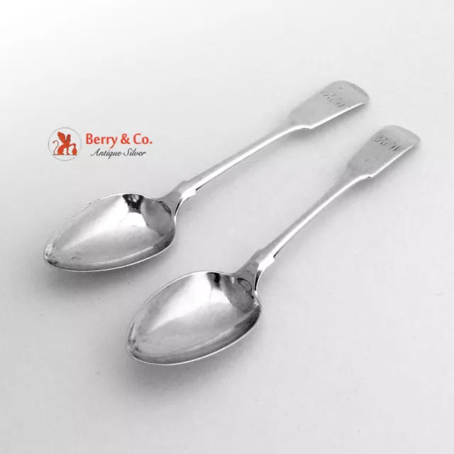 Fiddle Reverse Tipt Teaspoons 2 Halifax Nova Scotia James Langford 1840 Sterling 2