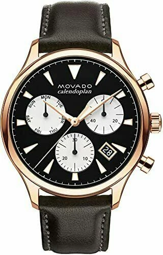 Orologio da uomo Movado Heritage Series Calendoplan marrone cinturino in pelle 3650021