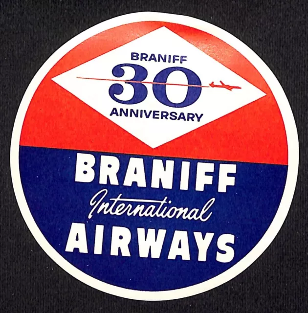 Braniff International Airways 30th Anniversary Gum Label 1960 3 5/8" Scarce