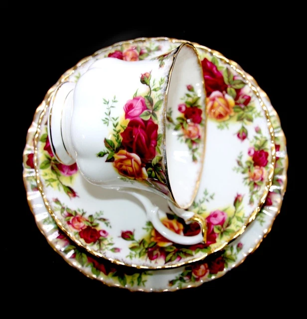 Vintage 60s Royal Albert England Old Country Roses Montrose Set X 6 Tea Cup Trio 3