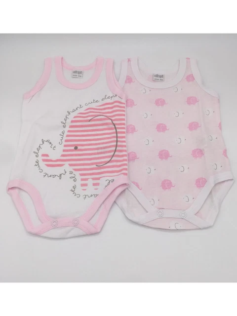 Body Neonato Neonata Cotone Spalla Larga Ellepi 2 Pezzi 5015