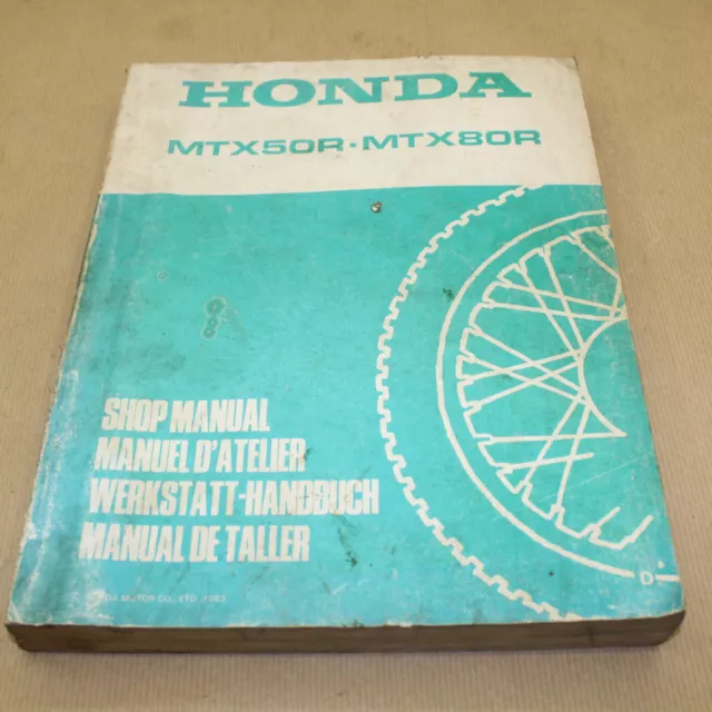 Manuel Revue Technique D Atelier Honda Mtx  50 80 R Liquide 1983 -1984 Entretien