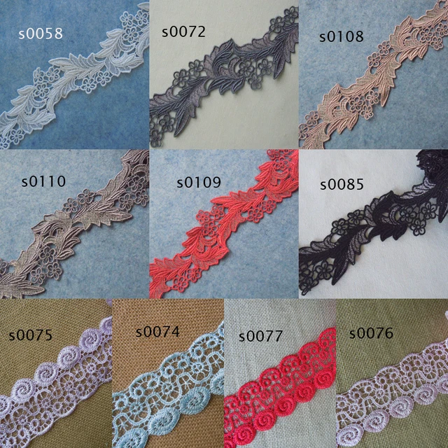 10 Colors 2'' Wide Lovely Rayon Venise Lace White, Pink, Black, Red, Taupe, zhs1