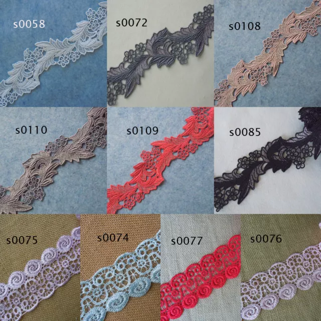 5 Yards 2'' Wide Rayon Venise Lace White,Pink, Black, Red, Taupe, Blue,Grey zhs1