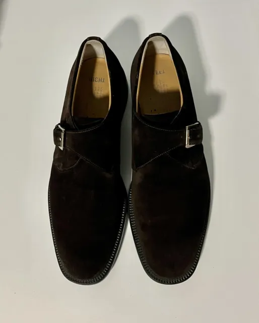 Salvatore Ferragamo Single-Monk Strap Dark brown Suede Shoe