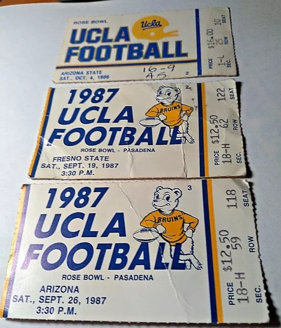 (3) 1986-87 UCLA FOOTBALL TICKET STUBS at ROSE BOWL