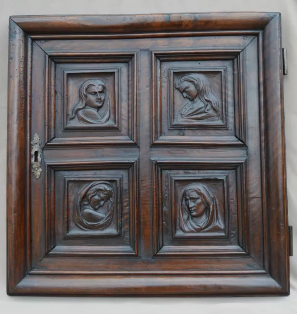 17th Century French Antique Hand Carved Wood Church Sacristy Door Panel