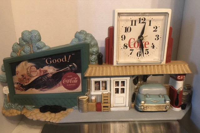 Vintage 1990 Coca Cola 3D Plastic Billboard Service Gas Station Wall Clock Coke