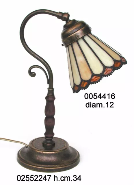 Lampada da tavolo in ottone brunito con vetro Tiffany abat-jour camera da letto