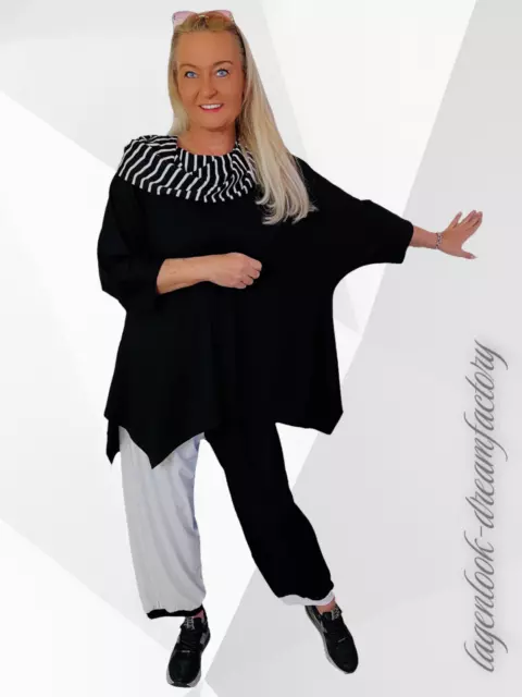 MYO-Lagenlook Oversize Big-A-Linie Shirt Tunika schwarz weiß  44 46 48 50 52 54