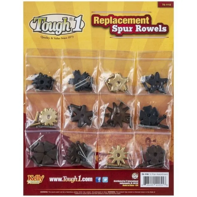 Tough-1 Replacement Spur Rowel Card (12 Pair w/Pins) Assorted Metals 78-1110