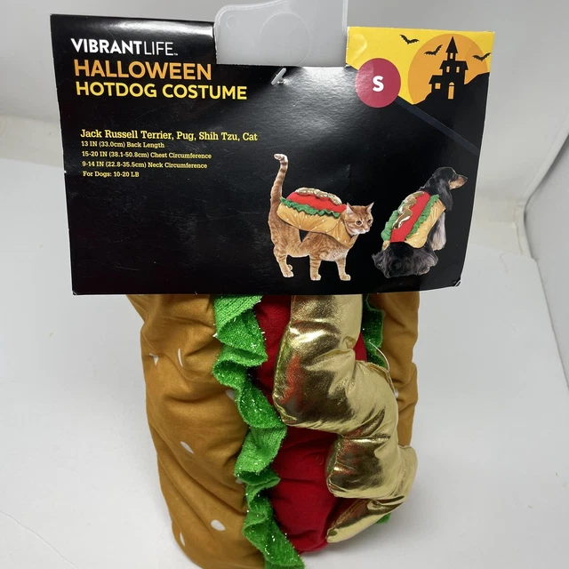 New Vibrant Life Hotdog Halloween Dog Costume Size S Jack Russell Cat  13” ^*+