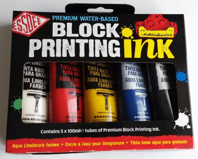 Essdee PREMIUM Block Printing Kit Lino Tile Ink & Carving Cutter Tool Set  Plate