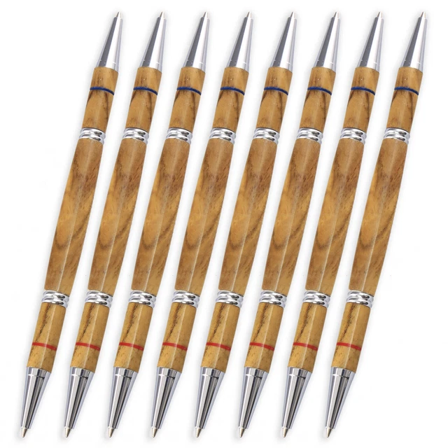Kit de pluma para maestro, acabado cromado, paquete de 8, torneado en madera heredado