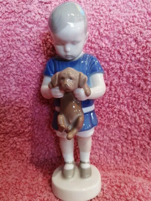 Vintage Bing & Grondahl Boy with Puppy Porcelain Figurine #1747 Mint Condition!