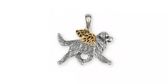 Bernese Mountain Dog Angel Pendant Jewelry Silver And 14k Gold Handmade Dog Pend
