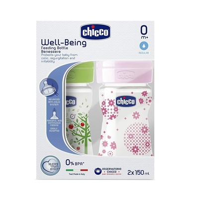 Chicco Chicco 250ml Bipack Well Essendo Alimentazione Bottiglia Rosa/Verde Pezzi Di 2 