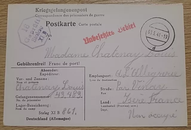 Zensur Karte Lager Stalag XI B Fallingbostel 1941 Kriegsgefangenenpost POW (35