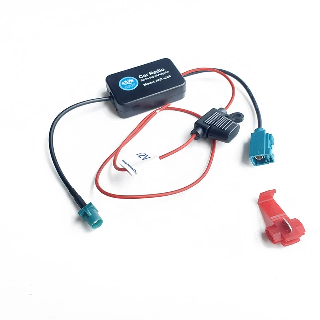 Radio Fakra Plug Car Stereo FM AM Antenna Signal Booster Aerial Amplifier 12V AC