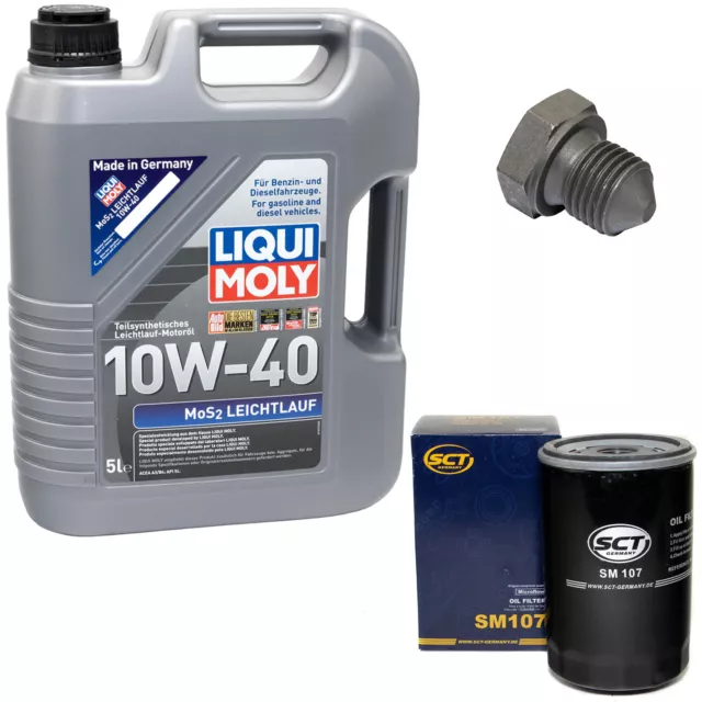 Motoröl Set 10W-40 5 Liter + Ölfilter SM 107 + schraube für Audi 50 VW Golf I