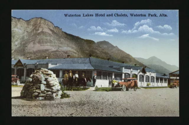 Waterton Lakes hotel and chalets Waterton Park Alberta, View of gr- Old Photo