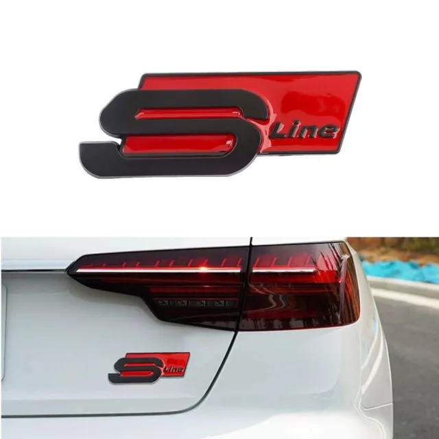 S Line Black On Red Car Rear Boot Trunk Side Badge Emblem Sticker For Audi Sline