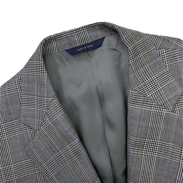 Uomo 42 L Brooks Brothers 1818 Madison Medio Grigio Glen Plaid Seta / Lana