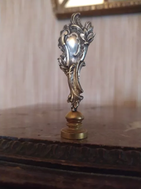 Cachet/Sceau en Bronze Argenté Style Louis XV