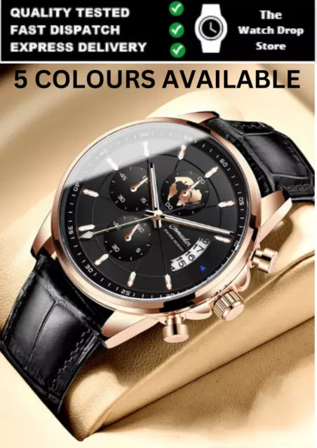 Men Watch Leather Waterproof Automatic Mens Quartz Wristwatch Luxury Man Watches