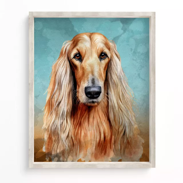 Afghan Hound Print Dog Poster Wall Art Pet Decor 8x10, Watercolor Style 2