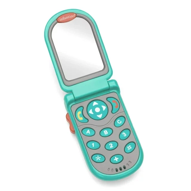 USA Flip & Peek Fun Learning Phone Baby Early Development Toy 3-12 Months Teal