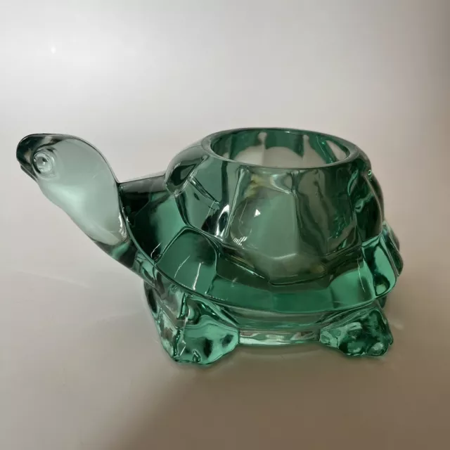 Vintage Indiana Glass Turtle Spanish Green Votive Candle Holder Made USA EUC