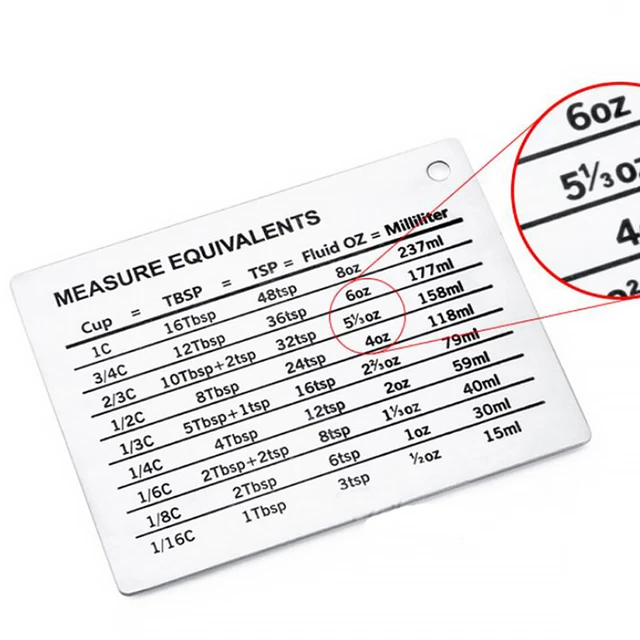 2 Pcs Fridge Magnet Conversion Chart Stainless Steel Refrigerator Household 12