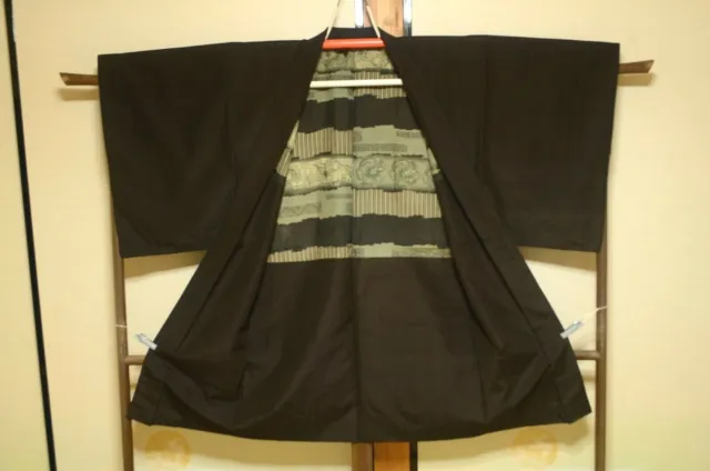 (with Flaws) Men's Silk Long Haori Japanese vintage (Kimono) Jacket /1069