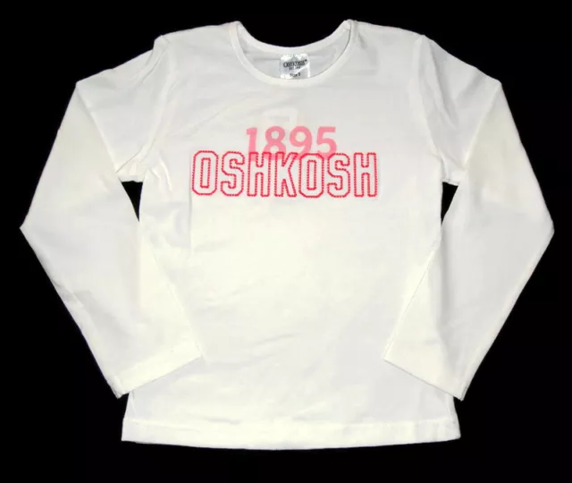 BNWT OshKosh Girls White Long Sleeve Logo Top Size 5