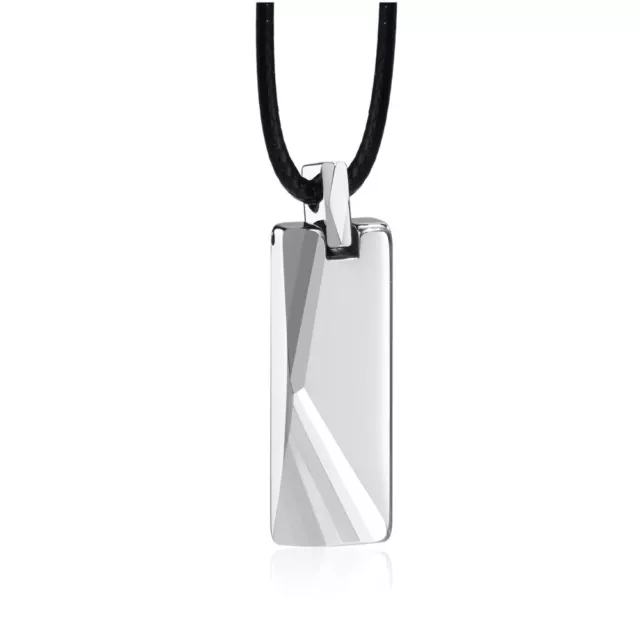 60+5cm Wax Rope Men's Tungsten Carbide Silver Square Pendant Engagement Necklace 60+5cm Wax Rope Men's Tungsten Carbide Silver Square Pendant Engagement Necklace