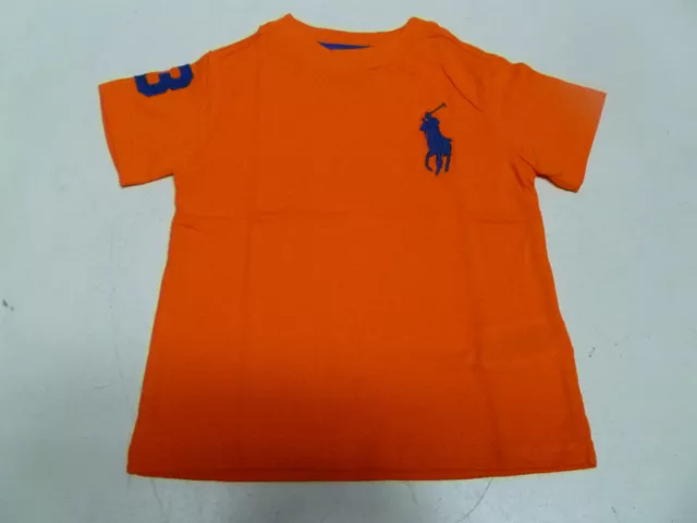 Genuine Ralph Lauren Polo Boys T shirt top Crew S/S Age 2 - 14 Big Pony Orange