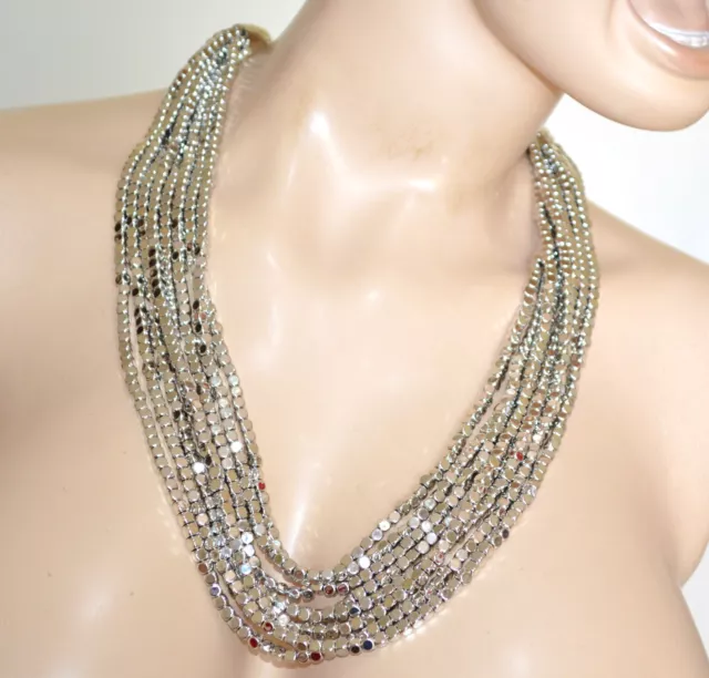 Collier ras du cou femme argent brillant multi rangs pierres chaîne élégant UN67